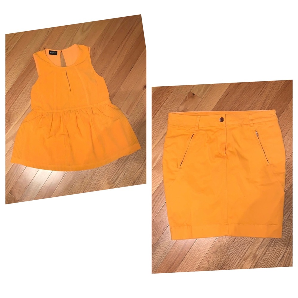 Kookai ❗️NWT❗️BUNDLE❗️Abricot Apricot Peplum Top and Zipper Pocket Skirt